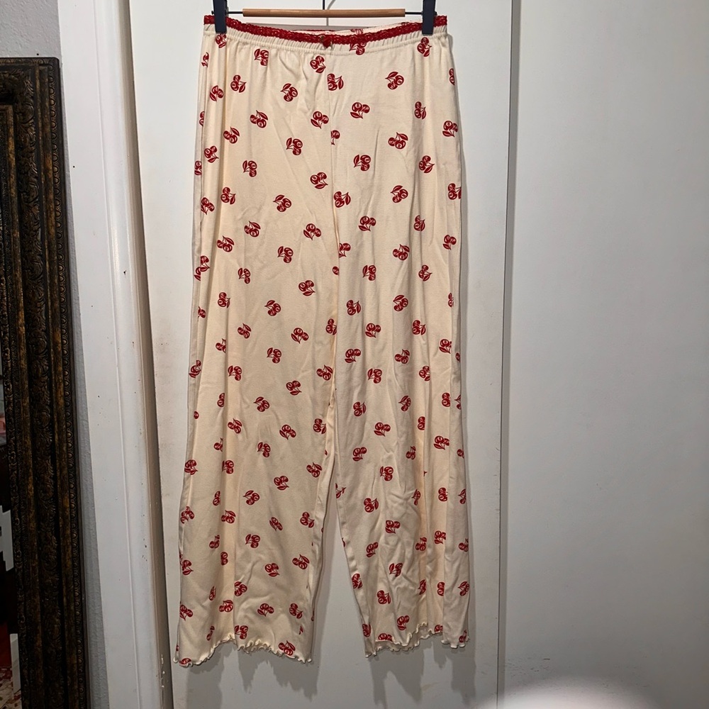 Cream Pajamas with Red Print